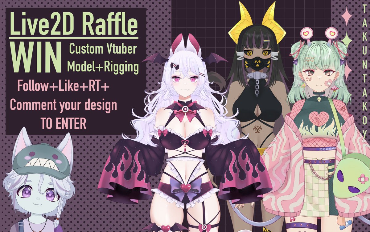 takuntakoyaki's tweet photo. ✨Vtuber Model &amp; Rigging Raffle✨
Holding a surprise raffle before Twitter destroys my reach!

🍡Win full body Vtuber model w/ Live2D rigging
🍡Deadline April 15th

✨How to Enter✨
🍡Like + RT
🍡Follow
🍡Comment your PNG
#vtuber #live2d #VtuberSupport #VTuberUprising https://t.co/wdXBG1B3B5