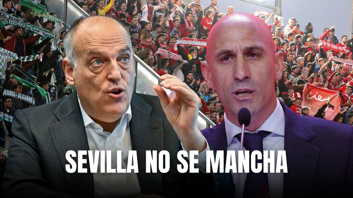 AlvarooSVQ's tweet photo. 🟢🔴 El fútbol en España se está muriendo poco a poco, y lo que ha pasado hoy en la ciudad de Sevilla es una manifestación clara de ello.

Una competición liguera y una copera confeccionadas para que solo DOS EQUIPOS dominen, obviando al resto de 18 equipos de la primera división española.

La broma CANSA, y el fútbol nacional tiene que despertar.