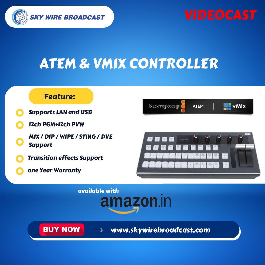 ATEM & VMIX Controller

Visit skywirebroadcast.com to buy it or know more!

#atemcontroller #vmixcontroller #videocast #skywirebroadcast #broadcastequipment #broadcastsolutions