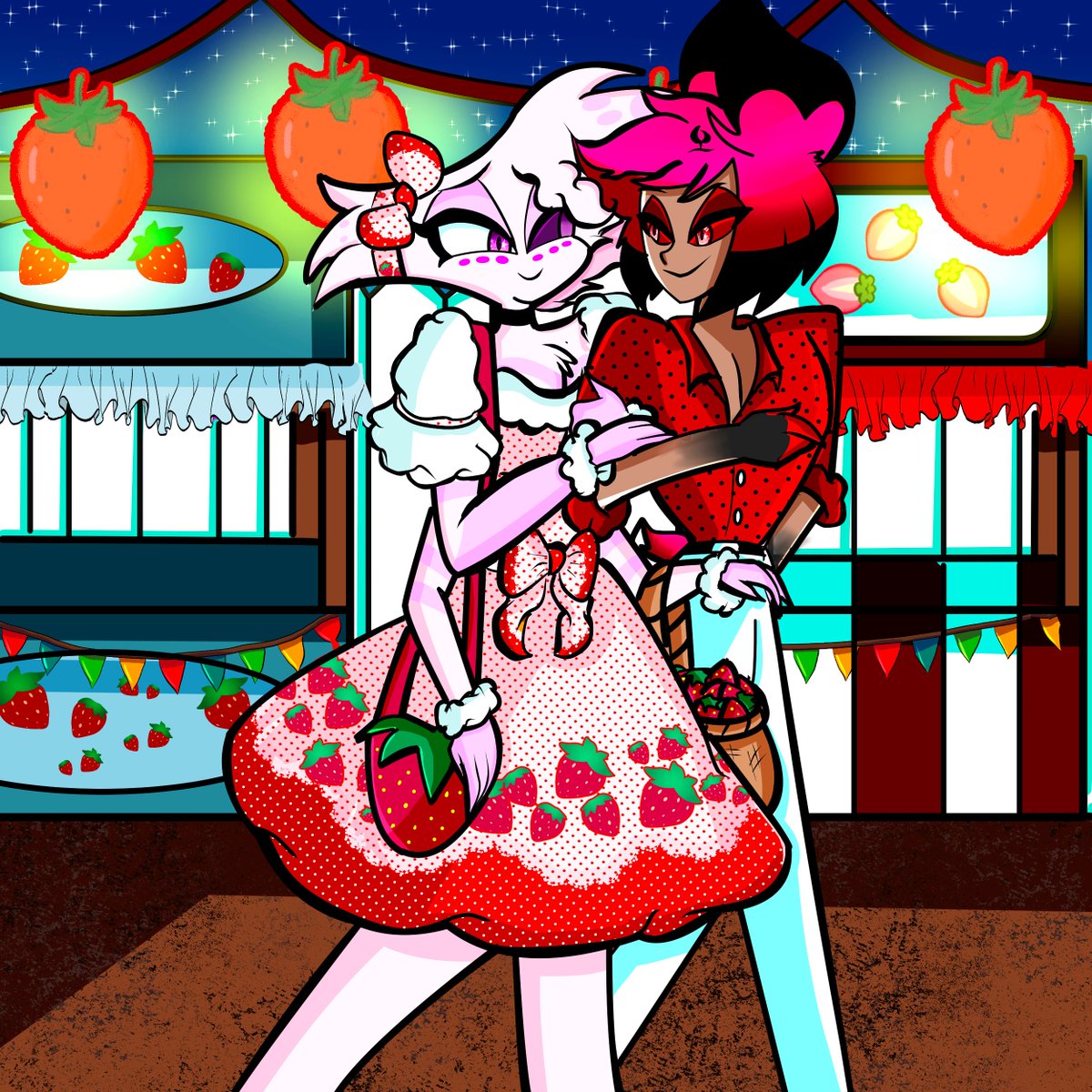 Okmi_Arashi's tweet photo. Strawberry Festival Prompt for @RiLServer
#RILSpring2023 #radiodust #HazbinHotel #HazbinHotelAlastor #HazbinHotelAngelDust #HazbinHotelFanart https://t.co/gMLbx0lr0t