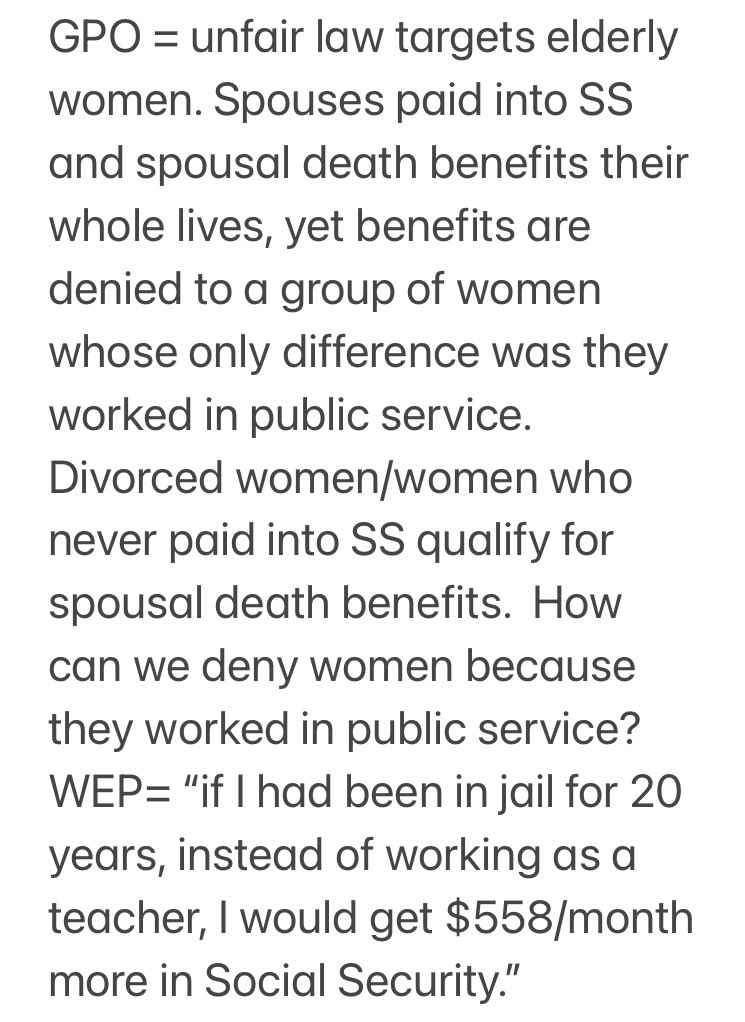 GMABarbara014's tweet photo. @RepBice WE NEED YOUR HELP! Seniors who worked all their lives are slipping into poverty. PLEASE cosponsor H.R. 82 in the 118th. #RepealWEP #RepealGPO. Firefighters, teachers, police officers are losing MOST of their Soc Sec benefits. #EliminateWEPGPO_NOW #RepealWEP #RepealGPO https://t.co/bOa7bw80vm