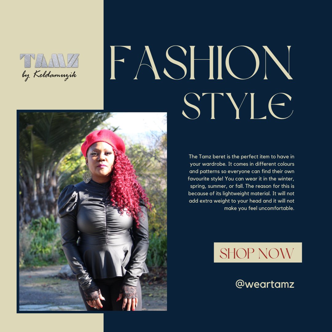 Keldamuzik's tweet image. Elevate your wardrobe with the chic and stylish Tamz Beret! Visit our stores now!

#berets #stylishwear #redberet #californiagirls #keldamuzik #headwearfashion #weartamz #stylishfashion #accessoryboutique #hatstyle #tamzberet #stylishhair #fashionablestyle #bayareamodels
