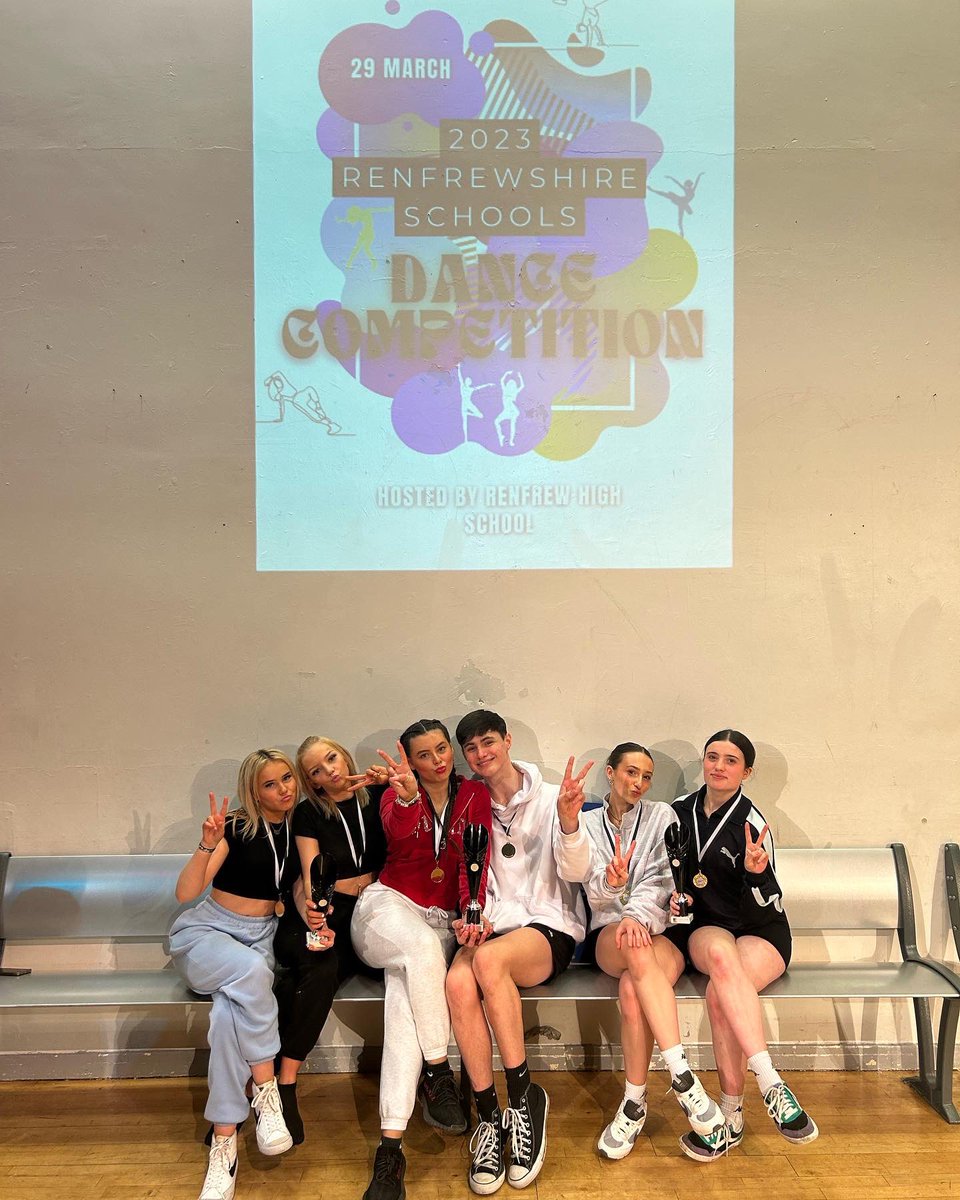 MissDuvallPE's tweet photo. A brilliant day for @RenfrewHighHWB achieving 2 x 1st place, 2 x 2nd place, and 1 x 3rd place in the Renfrewshire Schools Dance Competition #RSDC So proud of everyone today😊���🥇🥈🥈🥉 @renfrew_high https://t.co/UEJFwpSAwi