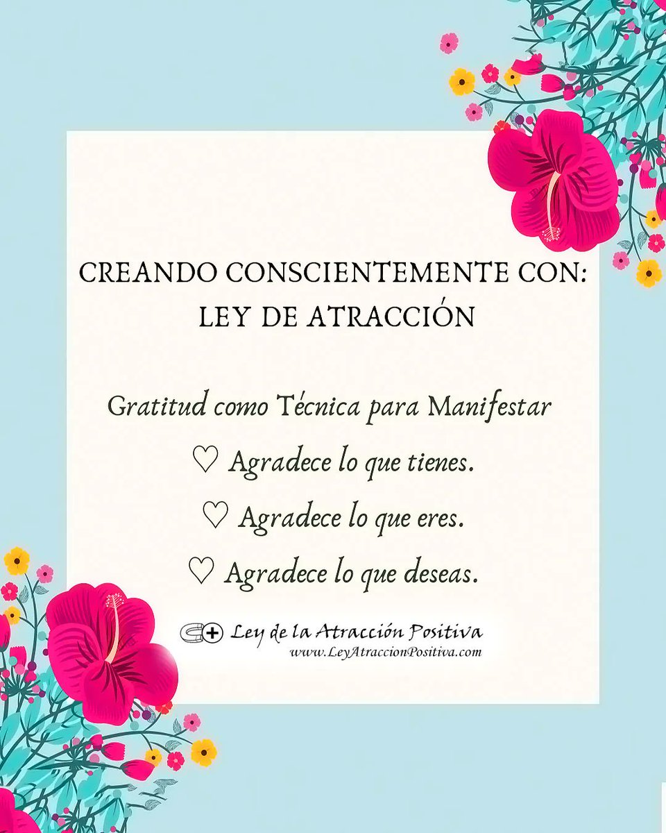 LeyAtraccionPos's tweet photo. 🙏🌟 Descubre la importancia de la gratitud en la Ley de Atracción y cómo puede ayudarte a enfocarte en lo positivo, atraer cosas buenas y mantener una vibración alta. 💫✨🌈
👉 https://t.co/TareaXymgQ
#LeyDeAtraccion #Gratitud #LeyAtraccionPositiva https://t.co/N1W9rXfetE