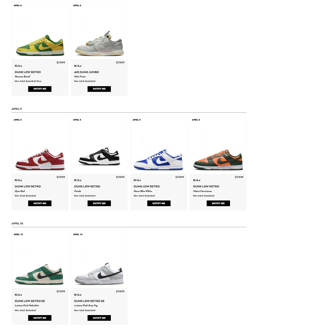 SNKR_TWITR on Twitter "AD few Nike Dunk Lows also dropping 4/8 4/10