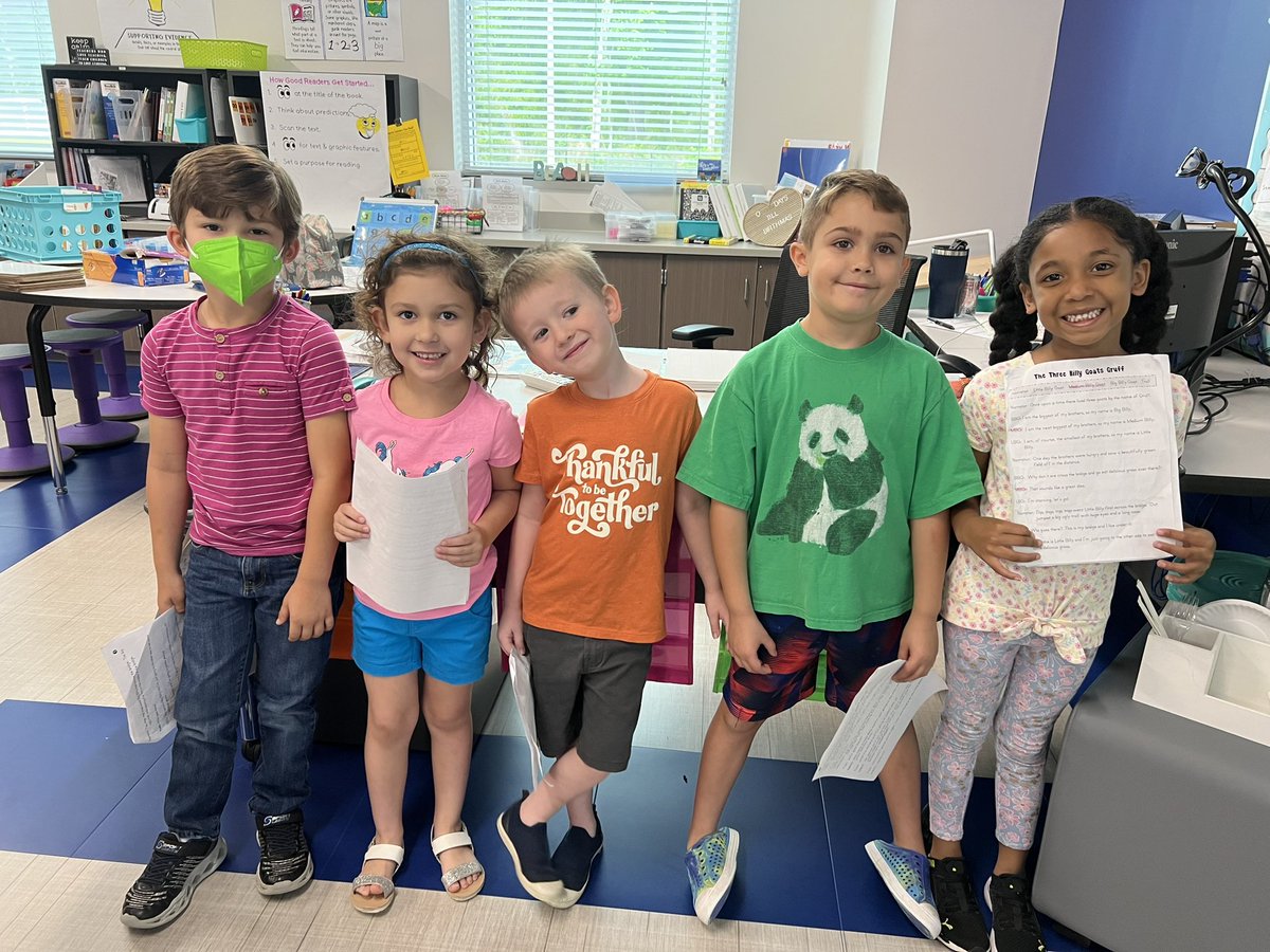 kimtruett603's tweet photo. These Kinder cuties from @DanielleDekoch class came to see me today asking if they could read to me.  They not only read to me, they read a play about the Three Billy Goats Gruff!  They were amazing!  #leadtheway  @WISDLagway @WillisGolfTeam https://t.co/7DtuSyx7R8