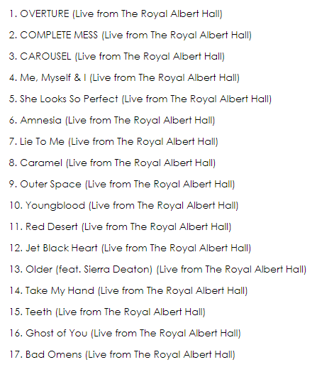 SongCrawler's tweet photo. .@5SOS will be releasing a new live album on July 14, 2023, 'The Feeling of Falling Upwards: Live from The Royal Albert Hall.'
 
"Reimagined versions of songs from their 11-year catalog ... accompanied by a 12-piece string orchestra and a 12-member gospel choir." https://t.co/sCTVDwcAhv