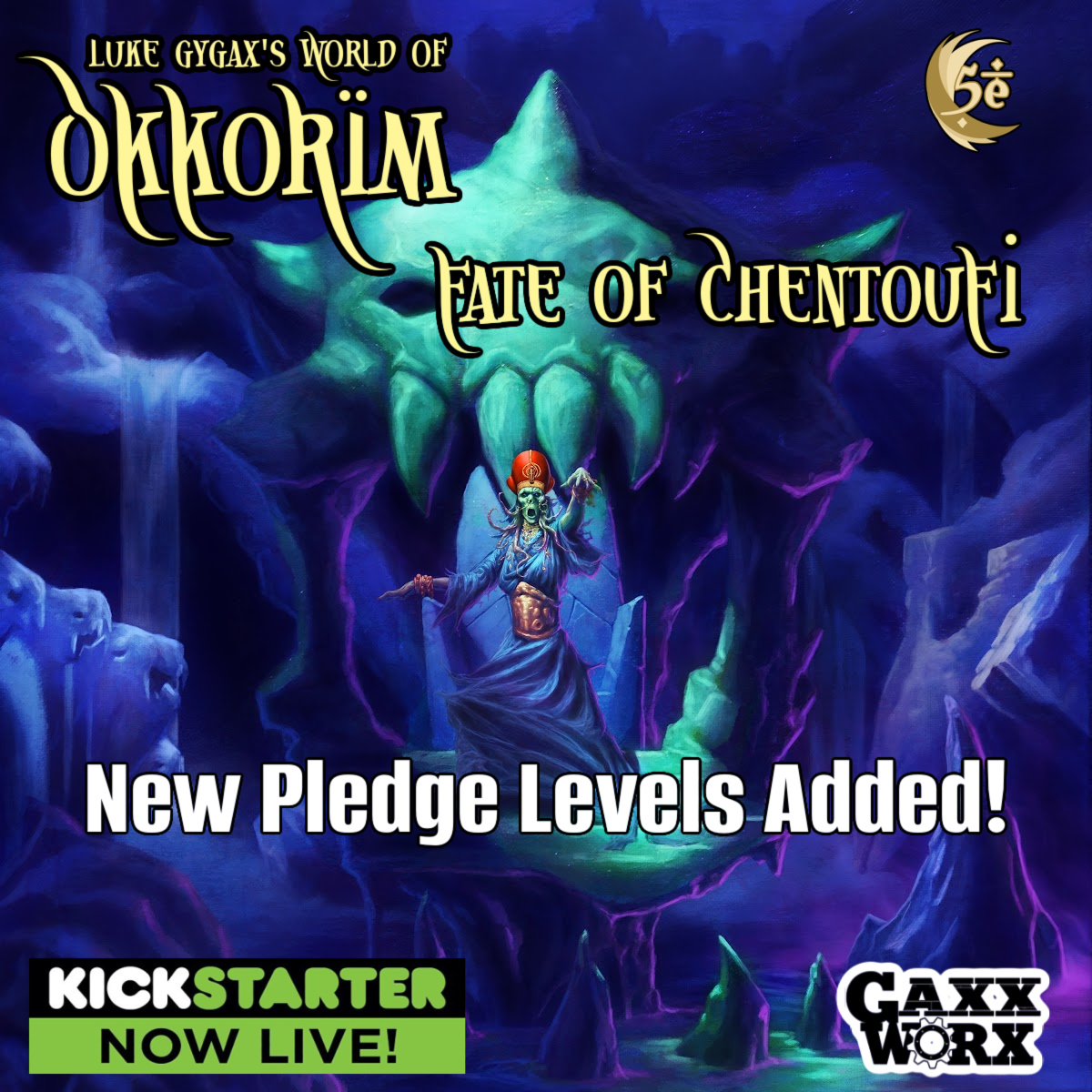 We added another live game with Luke Gygax at Gamehole Con (thanks to the GHC Crew) and 5 more virtual sessions to our Fate of Chentoufi kickstarter! Back us at ks.gaxxworx.com