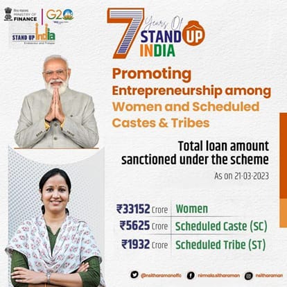 Gen_VKSingh's tweet photo. The 'Stand up India' scheme aims to empower every Indian  to stand on their own feet. Special attention to empower SC/ST and women .
This is changing the lives of many people and generating employment across the country.

#7YearsOfStandUpIndia https://t.co/Ms0r0ZQ17a