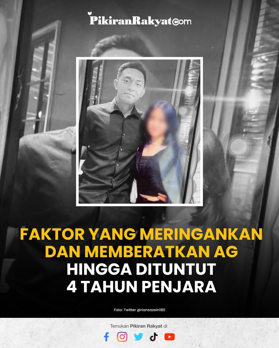 pikiran_rakyat's tweet photo. Faktor yang Meringankan dan Memberatkan AG hingga Dituntut 4 Tahun Penjara...
.
Baca Selengkapnya: https://t.co/5eZOX8hfZ7
#PikiranRakyat #PRMN #AG #Dituntut #4tahun #Penjara #MarioDandy #RafaelAlun #David #Hukum https://t.co/AW3qJTixWo