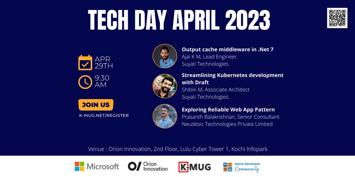 K-MUG TechDay - April 2023 - 

RSVP Here - k-mug.net/register

#dotnet7 #Kubernetes #Draft #Patterns
