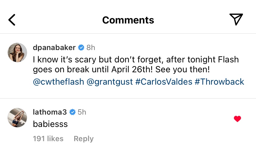 LA liked and commented on Danielle’s throwback photo from season 1 🥹