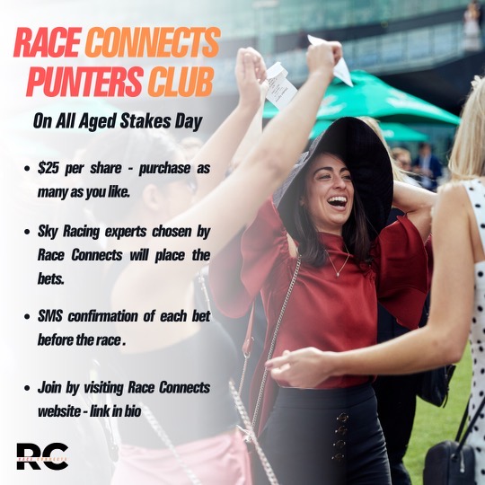 LAUNCHING RACE CONNECTS PUNTERS CLUB! 🐎🤑Race Connects have partnered with The Sporting Base to deliver a punters club in alignment with our trackside party On All Aged Stakes Day! You can still be part of the club without having to be trackside. Tickets in bio!