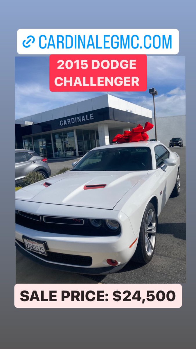 CardinaleGMC's tweet photo. 2015 Dodge Challenger 🚨🚨🚨   SALE PRICE: $24,500 https://t.co/GVa5nCgys6 #Dogecoin #ElClasico #RRvPBKS #forsale https://t.co/IXu8AwOZiu