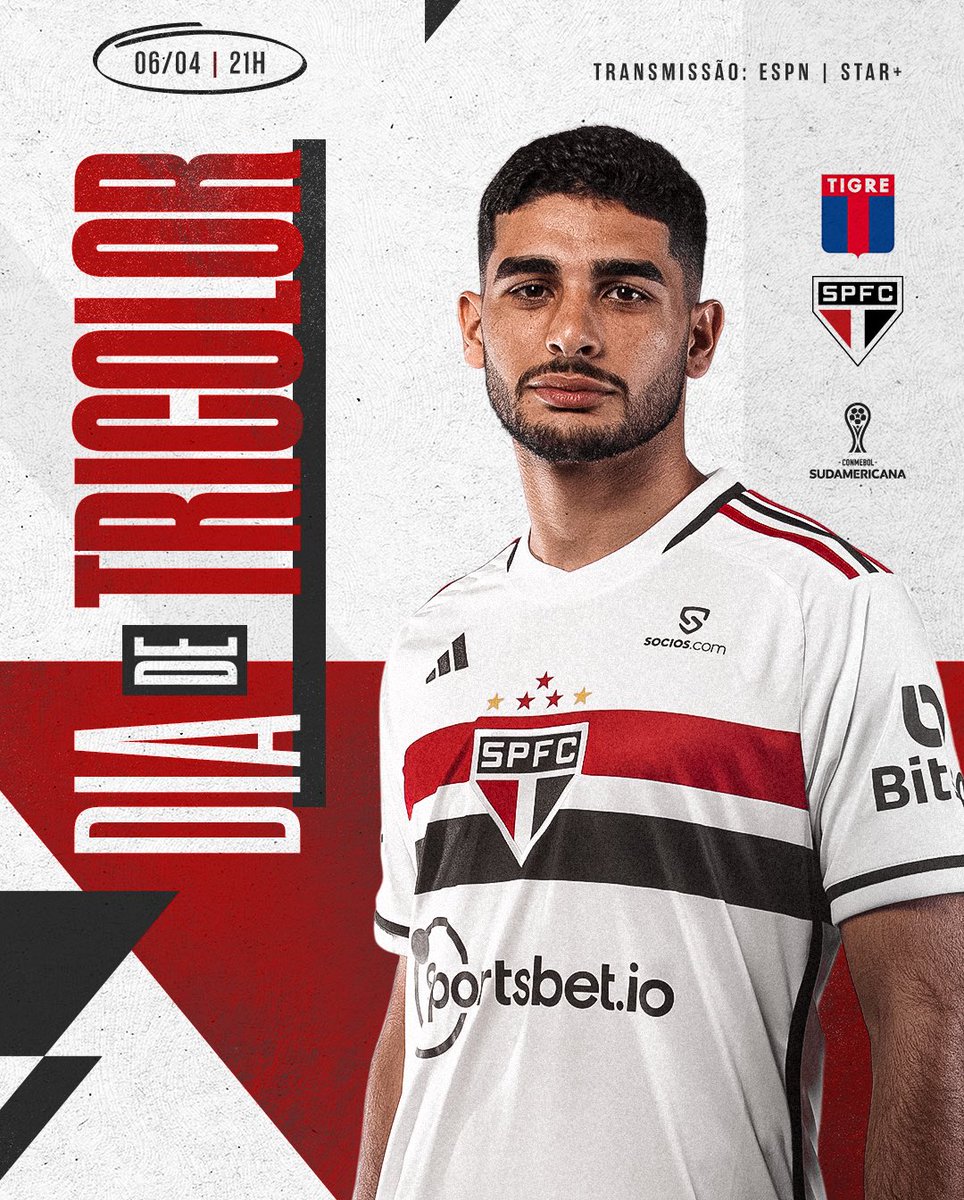 SaoPauloFC's tweet photo. Hoje tem São Paulo na Argentina! É dia de estreia, é #DiaDeTricolor!

⚽️ Tigre-ARG x São Paulo
🏟 Estádio José Dellagiovanna
📍 Victoria, Buenos Aires (ARG)
⏰ 21h (de Brasília)
🏆 @SudamericanaBR

📺 ESPN e Star +
🎙 SPFC Play

#GrandeConquista
#VamosSãoPaulo 🇾🇪 https://t.co/i1wRmZgM2m