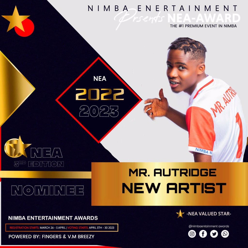 The voting period for the NEA awards has officially begun!
 Please use the link and vote me as New Artist (Mr. Autridge)👇🏾

 bit.ly/VoteNEA