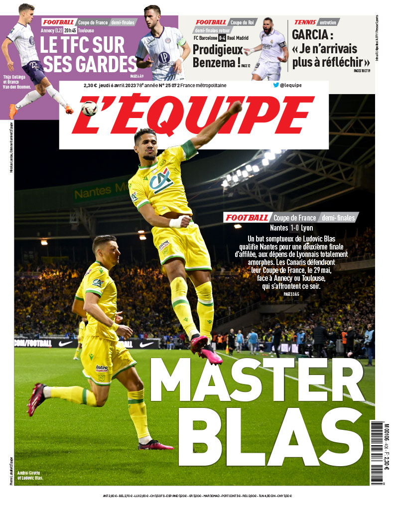 Ablinhoo's tweet photo. "Master Blas" une de @lequipe ce jeudi 6 avril https://t.co/j1yBbhCknI