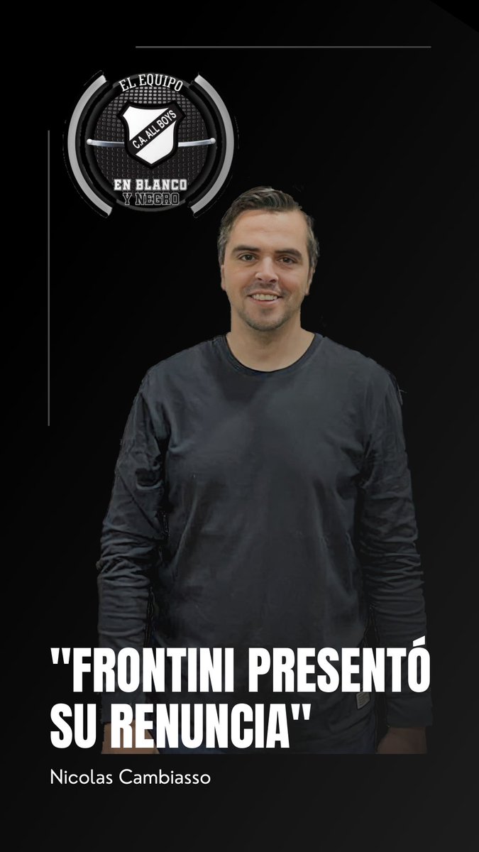 ElEquipoEnByN's tweet photo. 🗣 Frontini presentó su renuncia
#ascenso #PrimeraNacional #allboys #albo #floresta #soydeallboys #cambiasso #frontini
https://t.co/42QJtDaQbT https://t.co/mjOrncJwpY