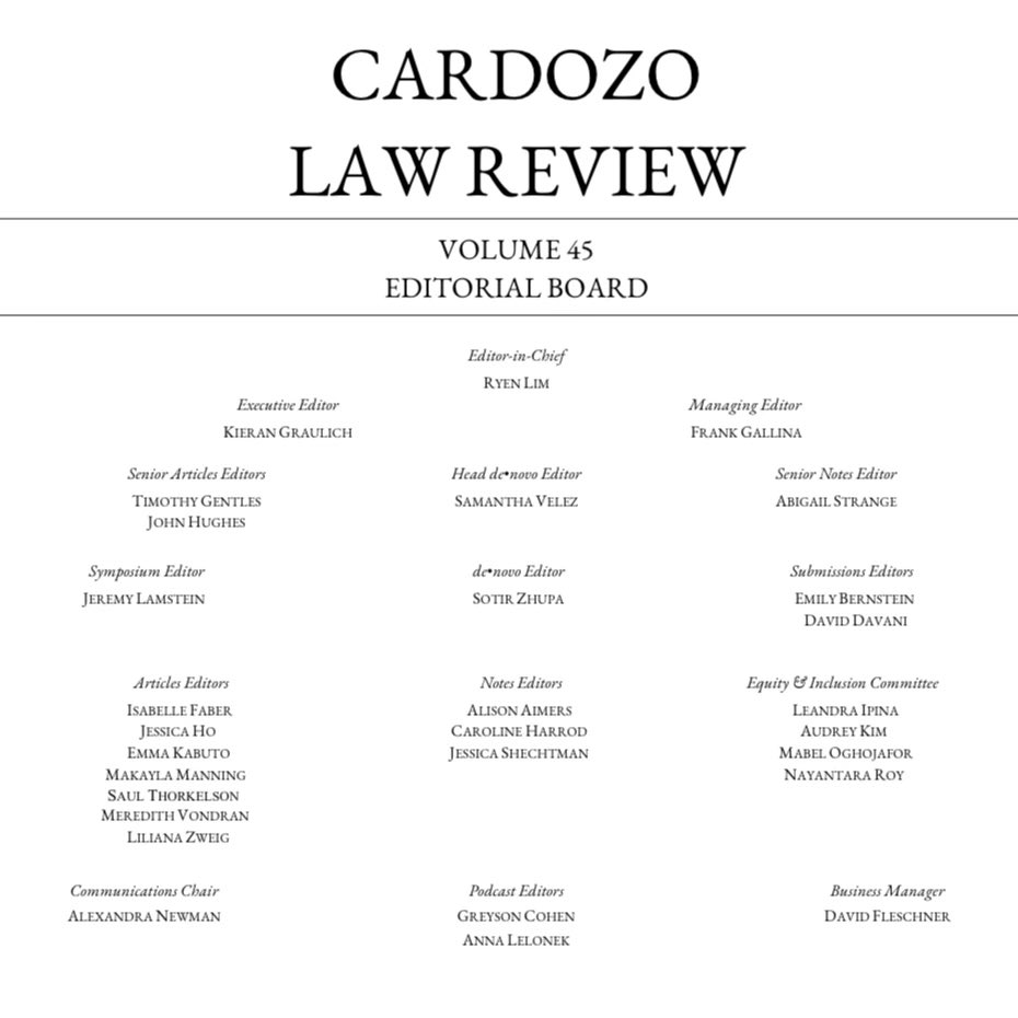 Please join us in congratulating the new Volume 45 Editorial Board and our new Editor-in-Chief, Ryen Lim! We are so excited to pass the torch to this excellent group of students and cannot wait to see what they do with the journal.