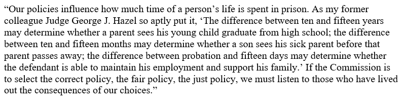 Proposed guidelines amendments have been posted. Chair Reeves eloquently summarizes the stakes: