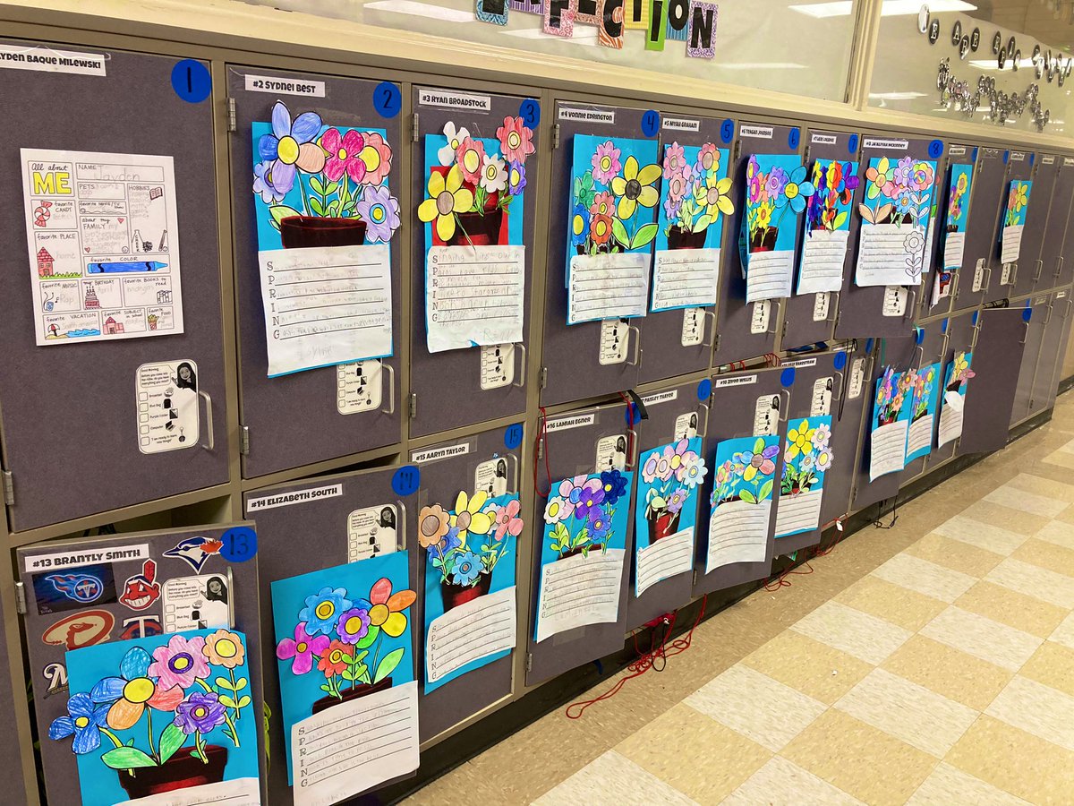 We made Spring acrostic poems  today to bring some sunshine to our rainy day 💐#MustangsOnTheMove #MiddieRising