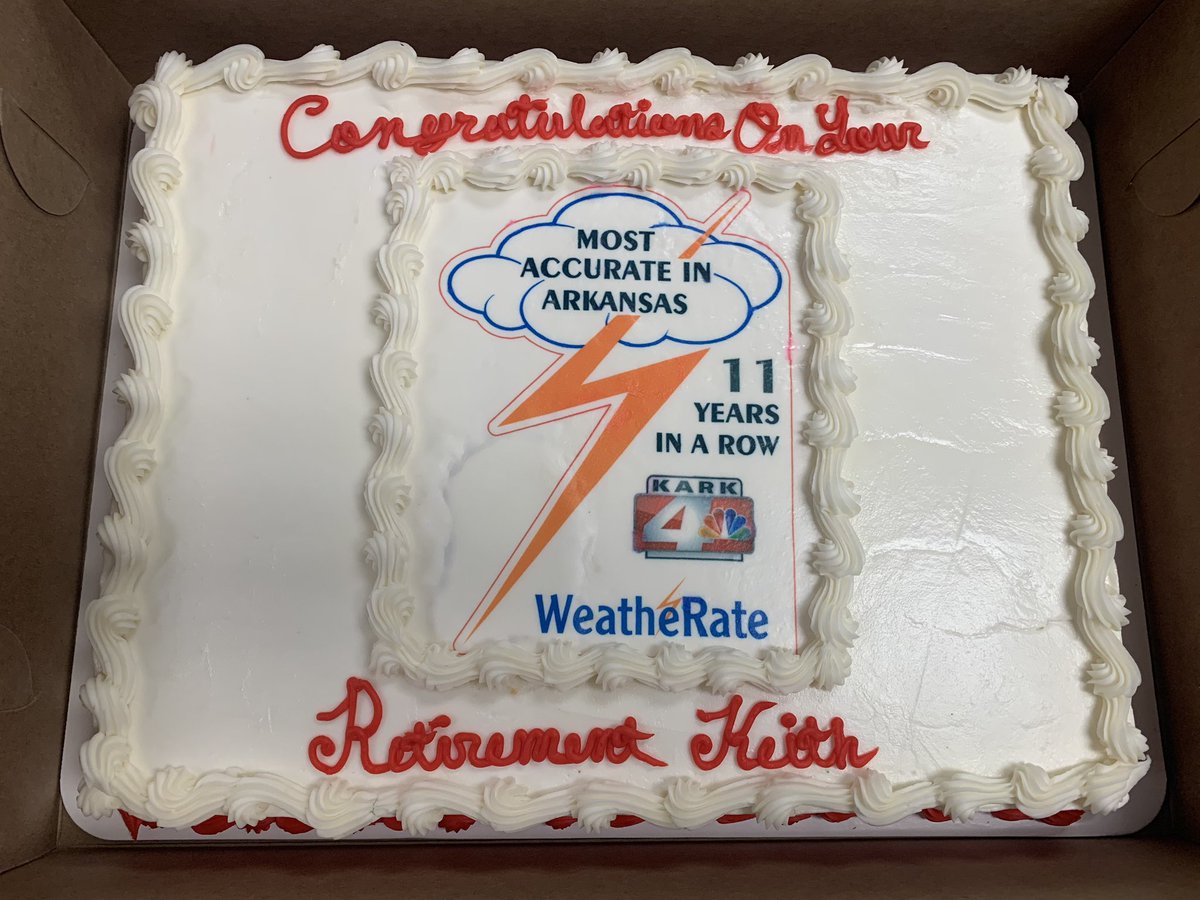 erniepaulson's tweet photo. It’s the end of a very accurate era for @KARK4News as we say goodbye to Arkansas’ Most Accurate Meteorologist (11 years running). @ChiefKeith is riding off into the #arwx sunset and #Team20 is sure going to miss him. Enjoy your retirement, Keith!!#ARStormTeam #ARNews https://t.co/Jc9BtoFBjR