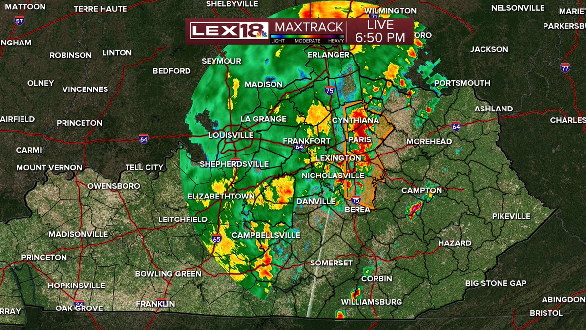 BillMeck's tweet photo. Strong and Severe storms continue moving through central Kentucky with damaging wind gusts, heavy rain and intense lightning. It's being fueled by the extreme heat of today and as the storms pass it's a 20 to 25 degree temperature drop. Stay Weather Aware
#lex18stormtracker https://t.co/xepUOewVVF