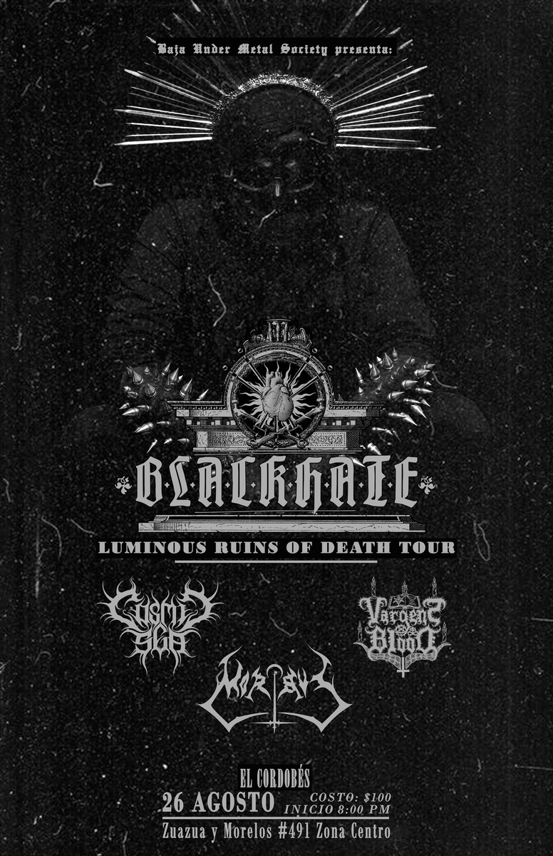 jv_Matus's tweet photo. #BlackHate se estará presentando por primera vez en #Mexicali el próximo 26 de #agosto al lado de #Morbus, #CosmicSea y #VargensBlood, presentado por #BajaUnderMetalSociety.
#BlackMetal #MetalMexicano #Tour #Live #NewSingle #NewAlbum https://t.co/CXypbDkHvs