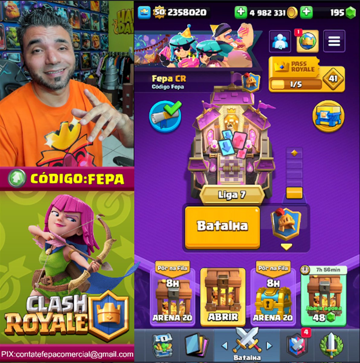 fepa_cr's tweet photo. 🔴LIVE FEPA FACEBOOK GAMING🔴
Está osso a Rota das Lendas no @ClashRoyale pra vocês? Imagina pra mim 🤣🤣🤣🤣🤣
Mais vamos encarar este desafio pra ganhar este emote do Rei com Cinturão 💪😎
https://t.co/Y8VFtfW0pp
#clashroyale #rotadasdaslendas #pathoflegends https://t.co/s9DiQr8uKY