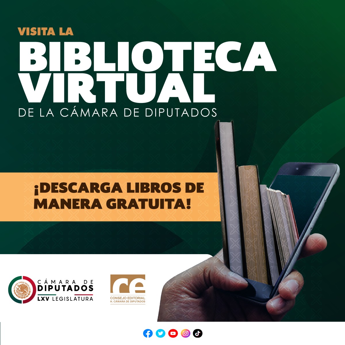 Mx_Diputados's tweet photo. 📚💻📱 En nuestra #BibliotecaVirtual puedes descargar libros de manera gratuita.  

Visítala aquí 👉 https://t.co/JqcWs7HCKX https://t.co/mG3sEr2Vho