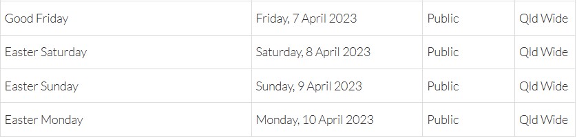 deanrobinau's tweet photo. Easter Public Holidays for 2023 https://t.co/Rz8nC6xP1r