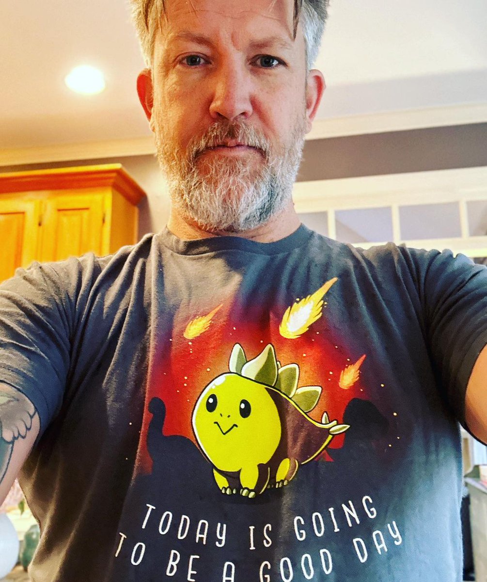 UnstableGamesHQ's tweet image. Live life optimistically with this doomed little dino t-shirt! 🦖 @spindrmario
____________________
#teeturtle #dinos #dinosaurs #funny