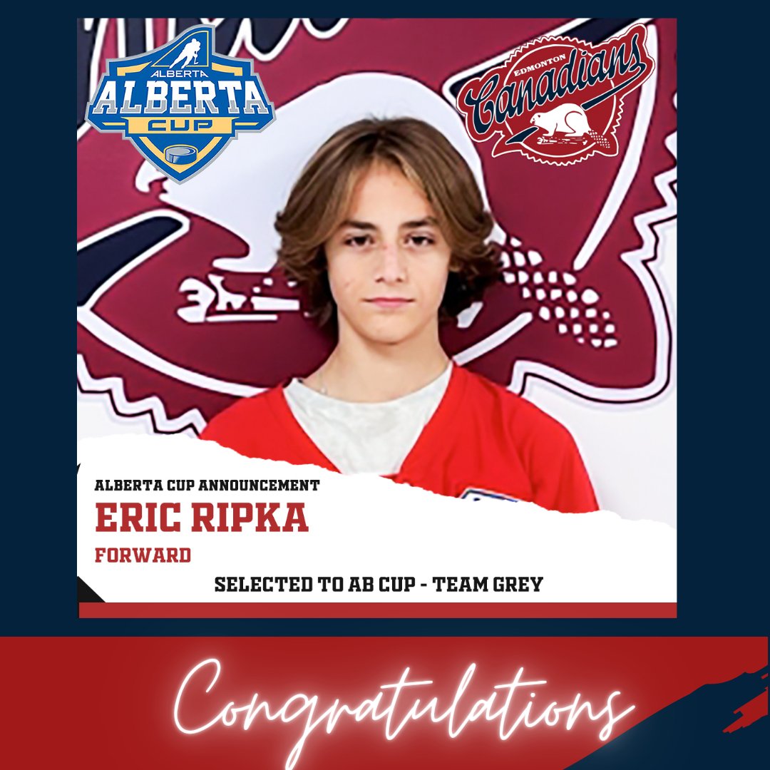 cac_hockey's tweet photo. The CAC would like to congratulate Eric Ripka of the @u15aaacac_voe on being selected to the Alberta Cup Team Grey!  #cacproud https://t.co/m5HwhUYAJJ