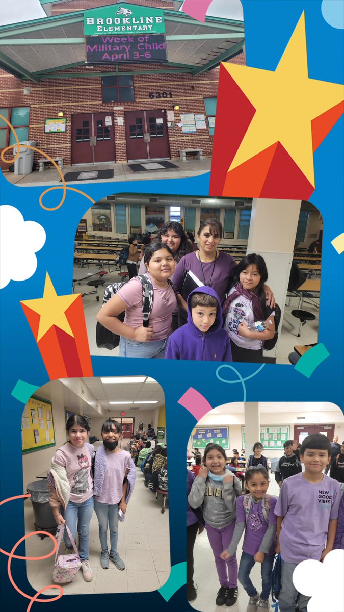 Brookline celebrates Month of the Military Child Spirit Week - Day 3. Thank you for celebrating Purple Up Day! #PurpleUpHISD <a href="/hisdBrookline/">Brookline Elementary</a>