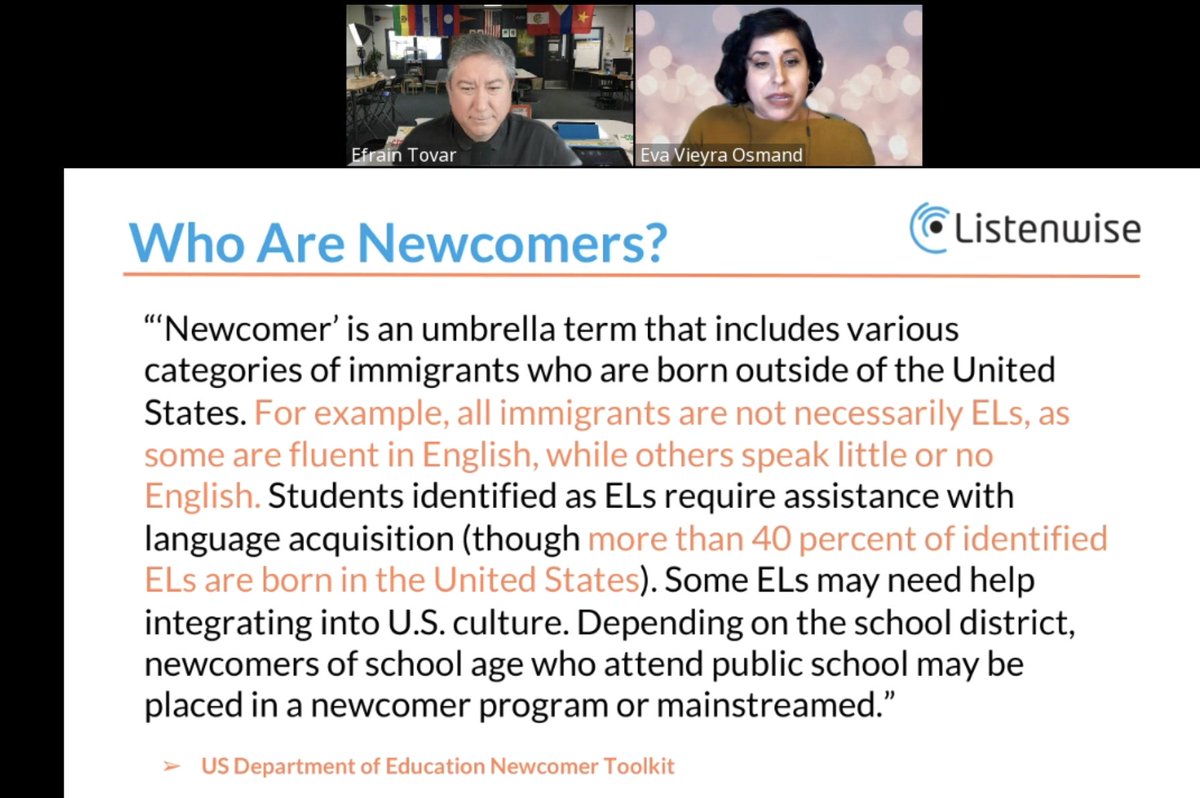 teresacotton22's tweet image. So far, so good! Thank you #edweb, #listenwise Effective Strategies for Boosting Achievement with Newcomer Spanish-Speaking ELLs