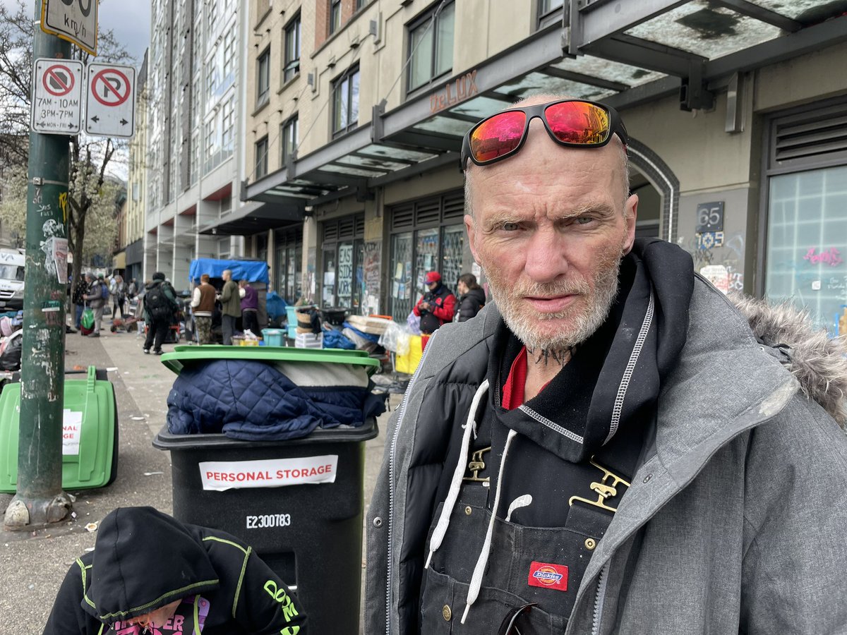AndreaWoo's tweet photo. Wade’s been homeless for 30 yrs. Has lived in SROs and said never again - the bedbugs and cockroaches “eat you alive.” As he packed up this morn, I asked where he was gonna go. He said prob back alley

“They’re wasting money that could be put into getting us a good place to live” https://t.co/09E2sCuubu