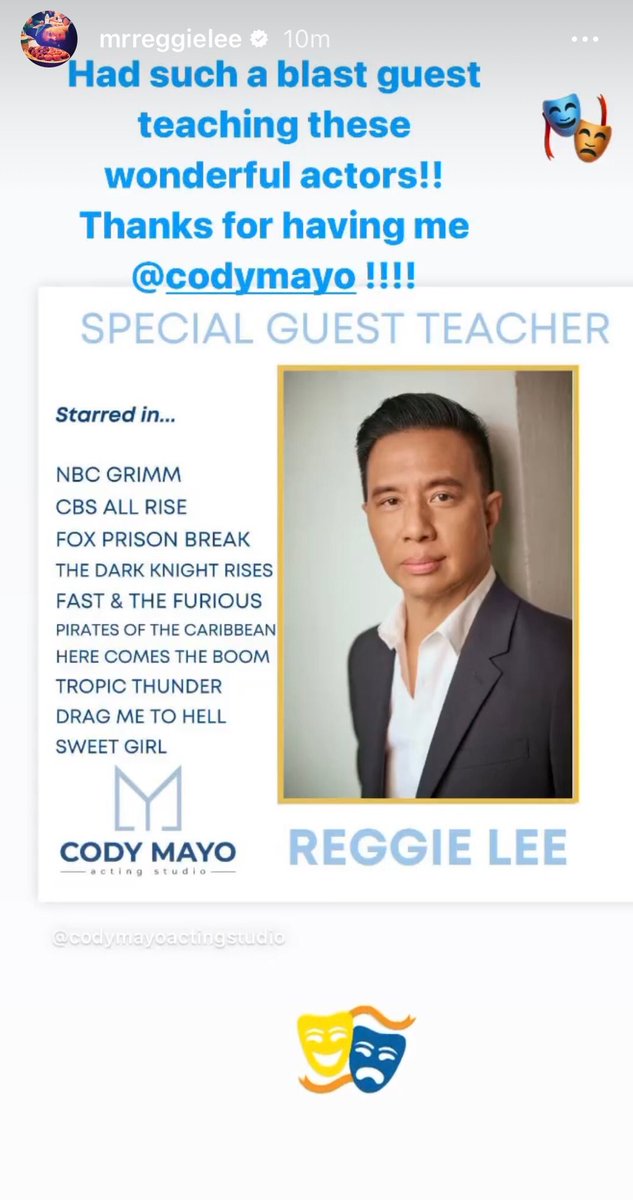 Via: <a href="/MrReggieLee/">Reggie Lee</a> on Instagram. #codymayo #actingstudio 🎭