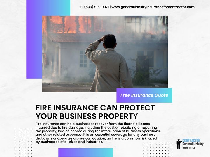 Fire Insurance has a lot of benefits. And one of the advantages you can gain is that it protects your property. Get the best fire insurance quote online for free. Contact us at 833-916-9071 or visit our website at …alliabilityinsuranceforcontractor.com.

#FireInsurance
#BusinessFireInsurance