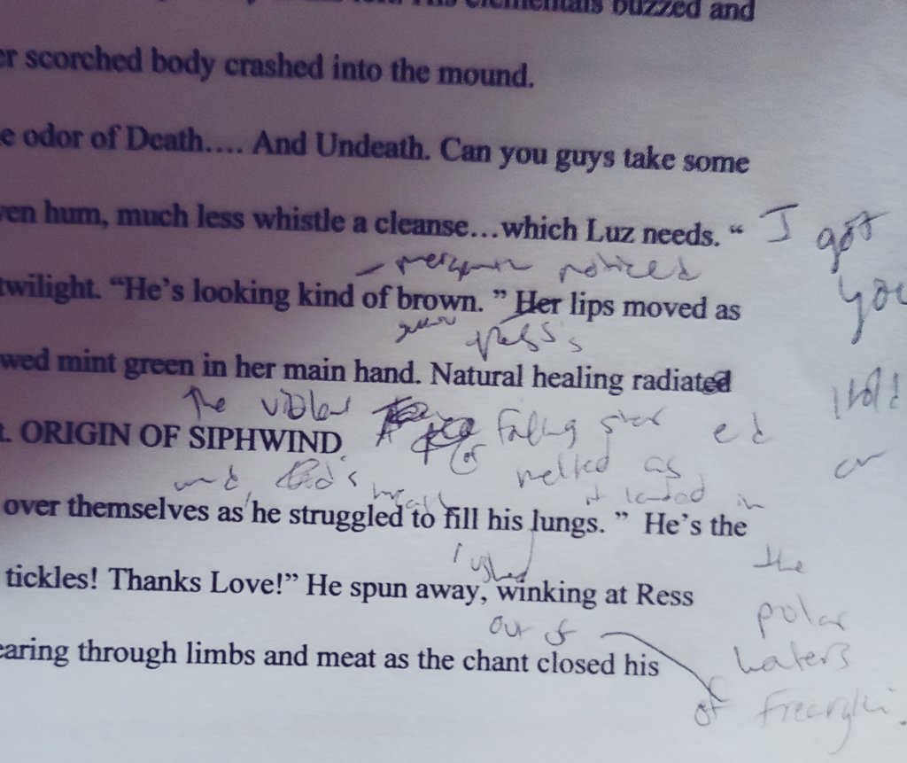 ChangeChinchila's tweet photo. Oi vey....

At least one great edit:

"God's breath, the violent and heated wind, rushed out of Frearyki and melted a falling star as it crashed into the polar waters there."

Now to come up with a name for the metal it created...

#WritingCommunity #revisions https://t.co/KVL6cPPSoZ