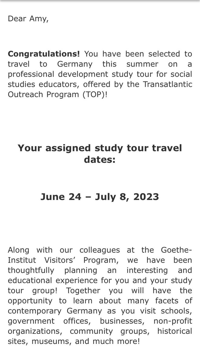 Got accepted for a #TOPstudytour with <a href="/TOPTeachGermany/">TOP</a>!!! Can’t wait ✈️🍎🇩🇪
