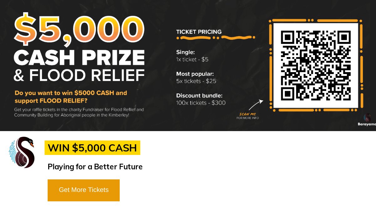 Barayamal3's tweet image. Join us in supporting flood relief efforts and enter for a chance to win $5000 cash! 💰 
Your donation can make a difference in the lives of those affected by the floods. Enter now and spread the word #floodrelief #Indigenous #Aboriginal #lotto

🎟️  buff.ly/3IExVL9 🎟️