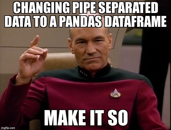 overflow_meme's tweet image. Changing pipe separated data to a pandas Dataframe stackoverflow.com/questions/2094… #python3x #pandas #python #dataframe #fileio
