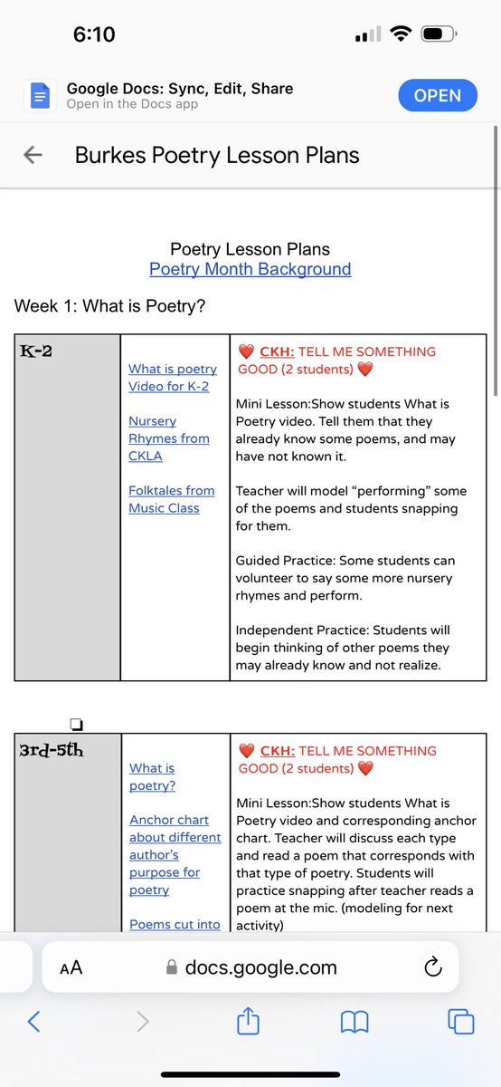 Your ✨poetry✨ dreams come true! Well, not really, but here are my chicken scratch k-5 lesson plans for the month! Maybe you can use something from it! 😘 docs.google.com/document/d/1sY… #elementarylibrary #elementarylibrarian #elementarylibraries #nationalpoetrymonth #poetry #library