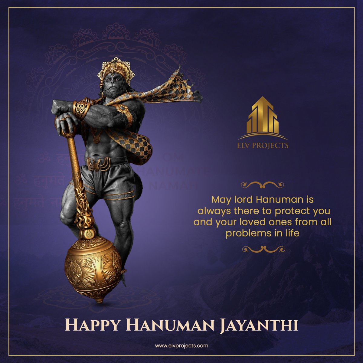 ElvprojectsElv's tweet image. Lord Hanuman is the perfect symbol of strength, unparalleled devotion and selfless service. He is the greatest devotee of Lord Ram. May we be like him. ELV PROJECTS wishes you all a Happy Hanuman Jayanti! 

#ELVPROJECTS #realestate #Homes #HappyHanumanJayanti #JaiShriRam