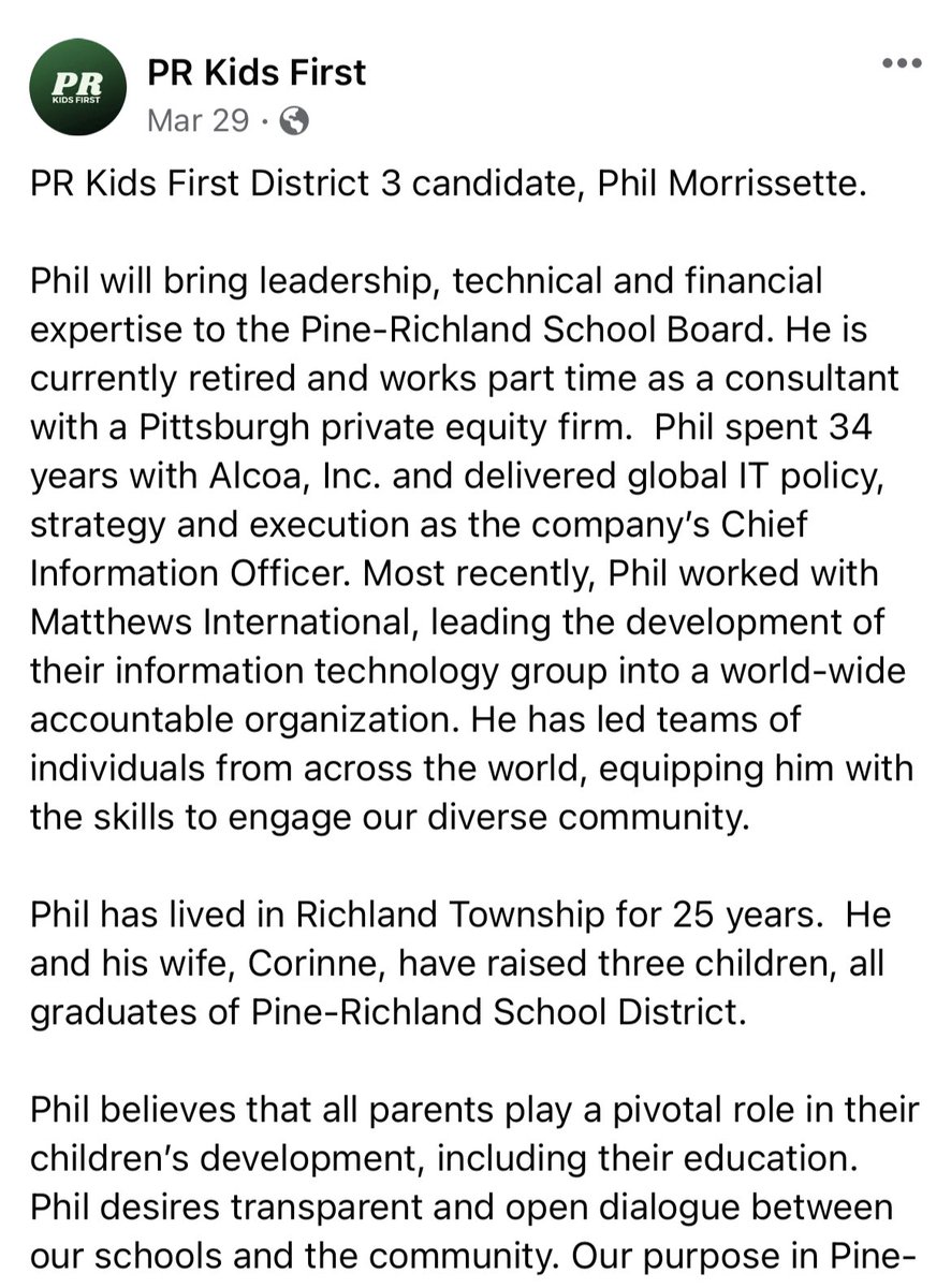 PRKIDSFIRST's tweet image. Meet PR Kids First School Board Candidate for District 3, Phil Morrissette.