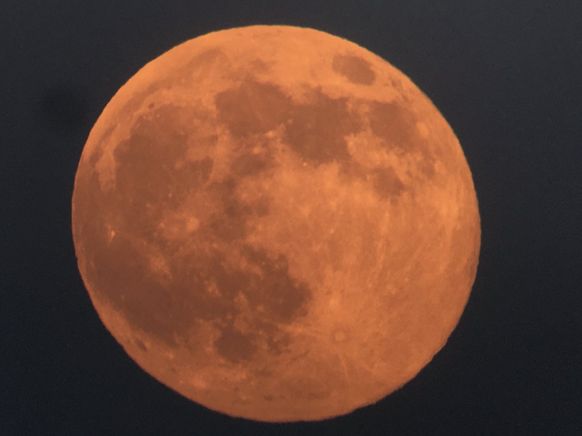 DeanRegas's tweet photo. Full Pink Moon rising tonight after sunset. Look for it all colorful and distorted above the eastern horizon. #FullPinkMoon https://t.co/PEfmqDs1pi