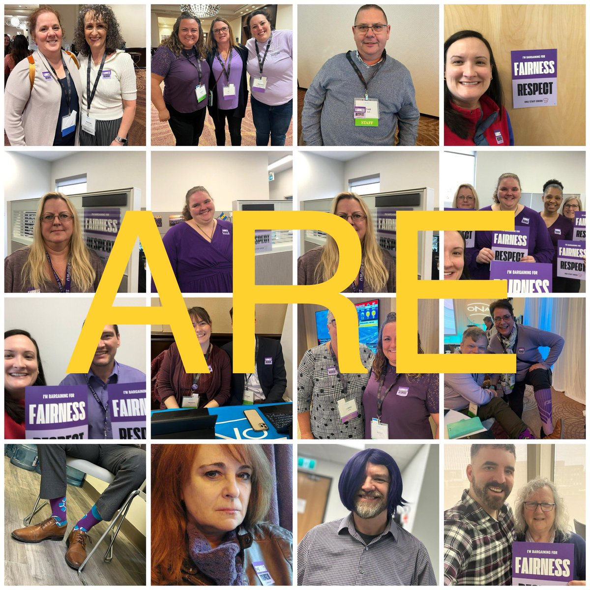 ONA_StaffUnion's tweet photo. ONA’s staff union is bargaining for fairness and respect from our employer @ontarionurses. Together we:

💜 Sent a super-majority letter to our CEO
💜 Voted 95% for a strike mandate 
💜 Had a super-majority sticker up 

We are united in solidarity. What’s next? #onlab #canlab https://t.co/xaJmCbfgWC