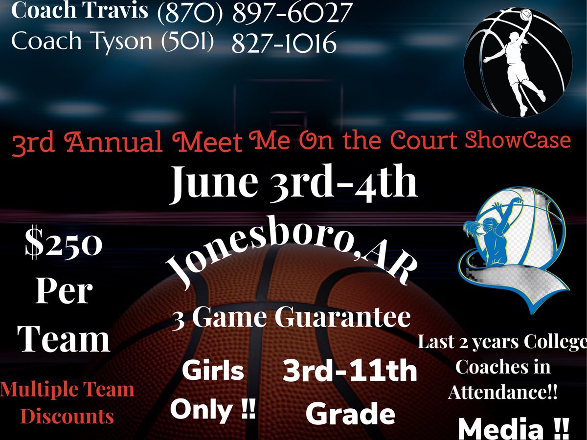 NAIA and Juco schools we are calling on you for this event!Wanting to grow this event and I can guarantee talent this will be located in Jonesboro Arkansas last 2 years coaches has made this event. And we already have schools committed. NO CHARGE come eat &amp;watch 🏀