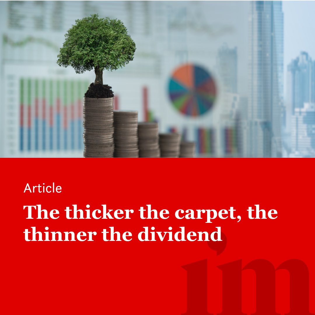InvestmentMkts's tweet photo. The thicker the carpet, the thinner the dividend. Read our latest article at https://t.co/M4MtfFBOQv See more articles on InvestmentMarkets at https://t.co/6KdtxGt6Jm https://t.co/6Fdq6XruBt