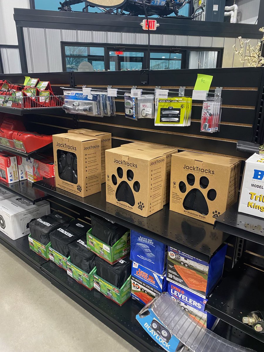 Heading into an RV store near you! 

Or

Order your stabilizer pads online via JackTracksRV.com -free shipping! 

#LeaveNothingButTracks #RVLife #RVing